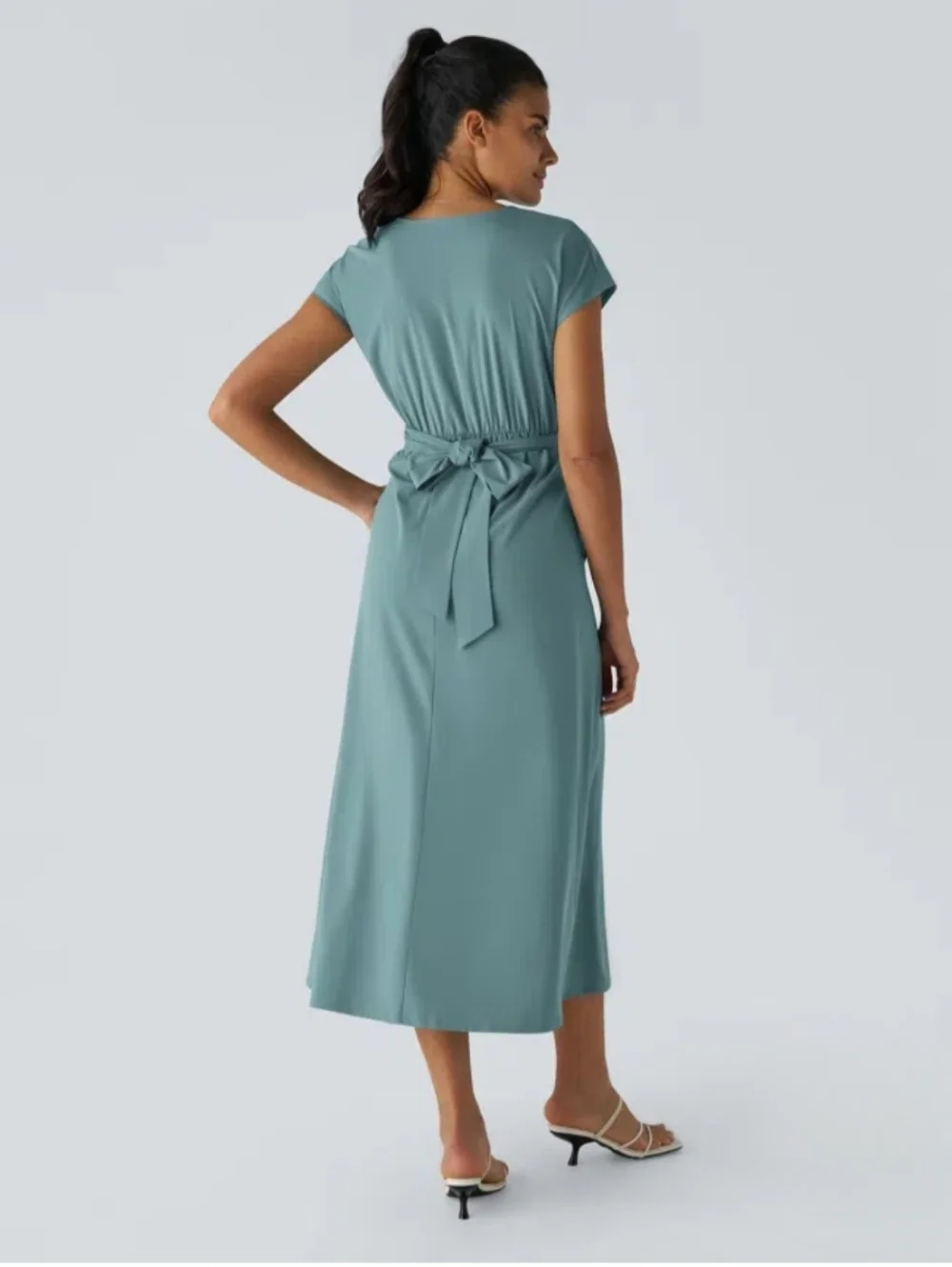 NWT Halara Breezeful Short Sleeve Pocket Quick Dry Tie Dress Stone Blue 2XL XXL - Picture 4 of 11